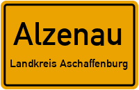 Ortsschild Alzenau.Landkreis Aschaffenburg